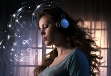 Une photo d'une femme enceinte qui écoute de la musique