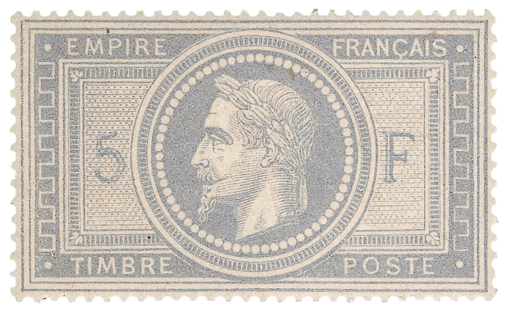 1869 5fr Gris Lilas sur Papier Lavande