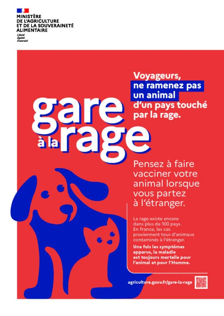 « Gare à la rage » : le ministère de l’Agriculture et de la Souveraineté alimentaire renouvelle sa campagne de prévention à l’attention des particuliers voyageant à l’étranger