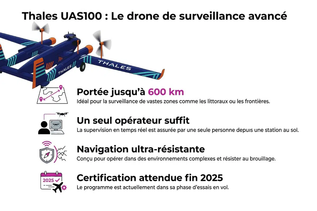 Infographie drone Thales UAS100.
