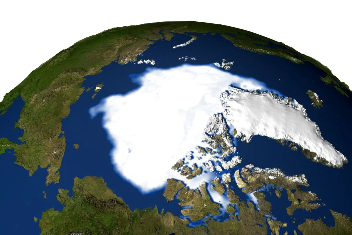 Extension minimale de la banquise en septembre 2005 (source: NASA).