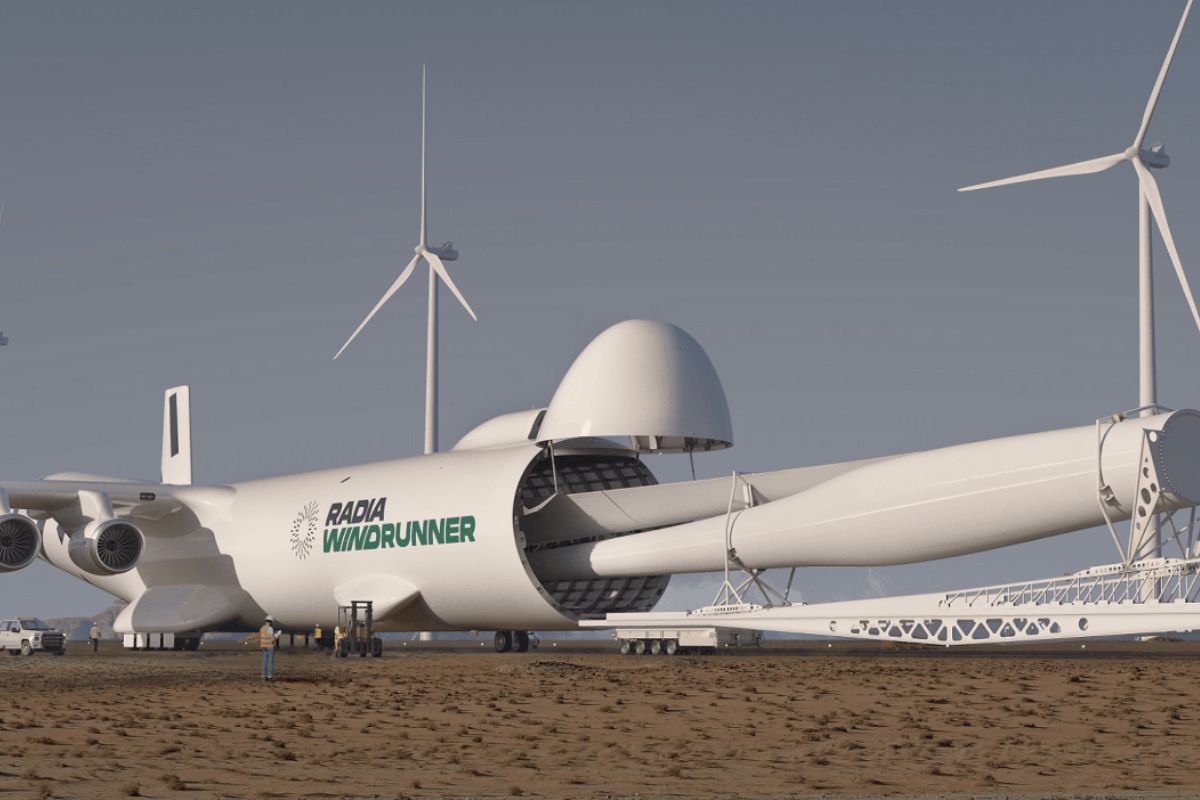 Le Windrunner a été pensé à la base pour le transport d'éoliennes géantes.