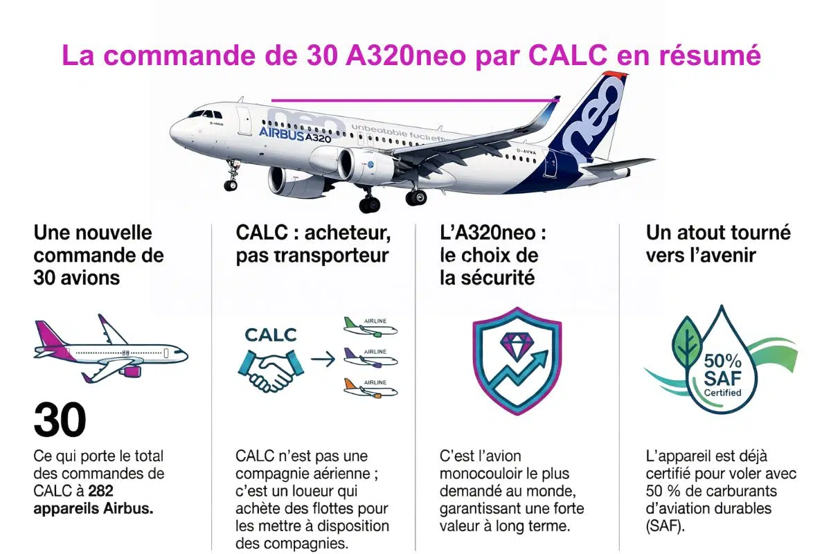 Commande 30 A320neo par CALC - infographie (crédit : Media24.fr)