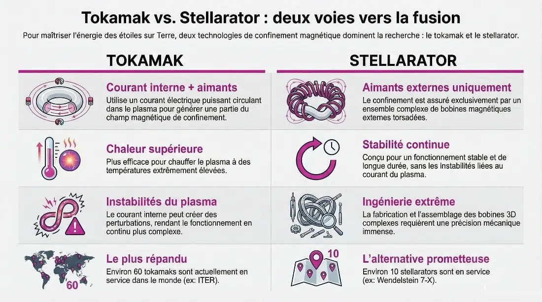 Différences Tokamak vs Stellarator 