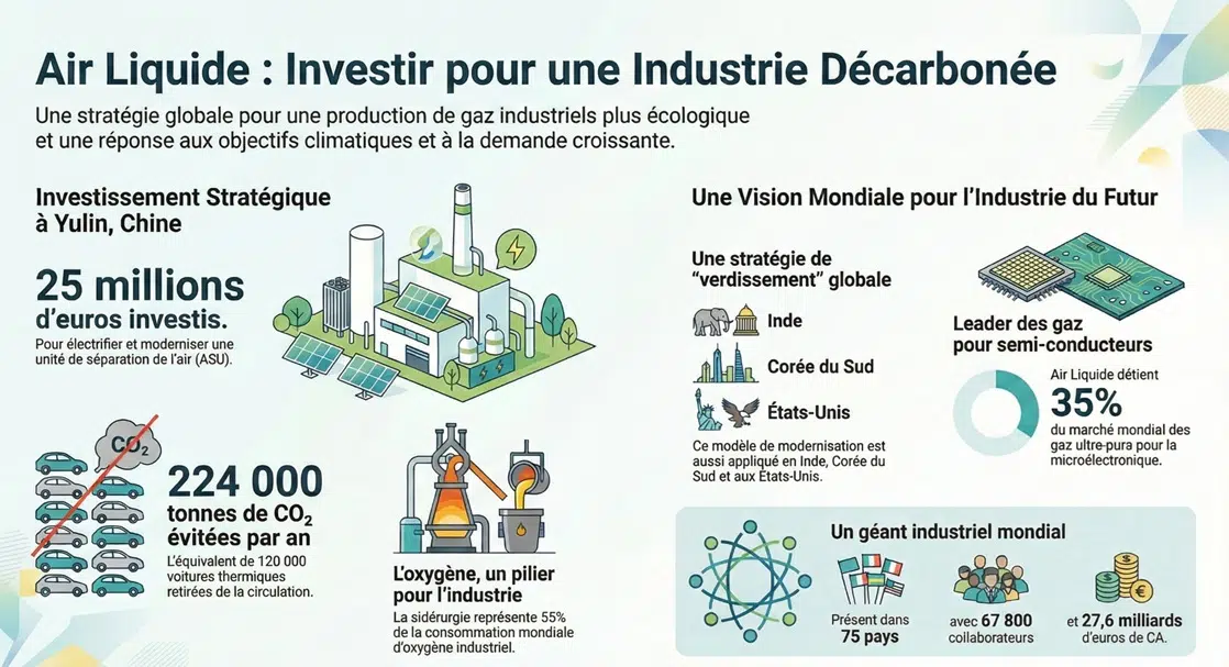 Infographie sur l'investissement d'Air Liquide dans son usine de Shaanxi.