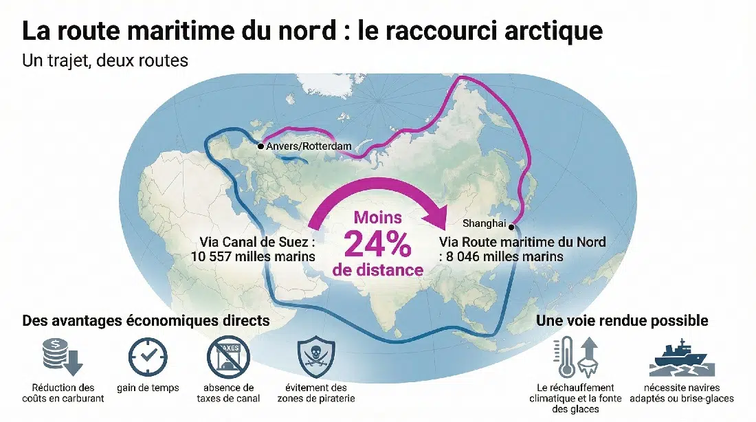 Route maritime du Nord - infographie (crédit : Media24.fr)