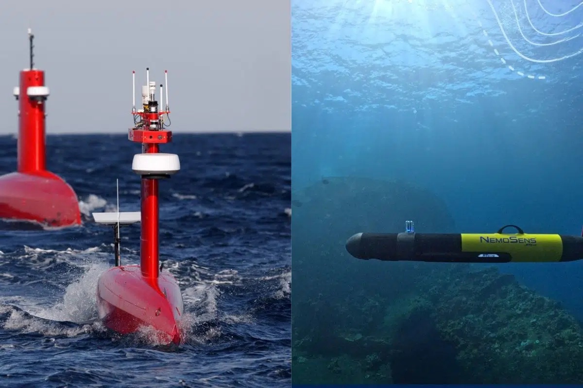 À gauche : le DriX H-9 d'Exail / à droite : le NemoSens de RTSys