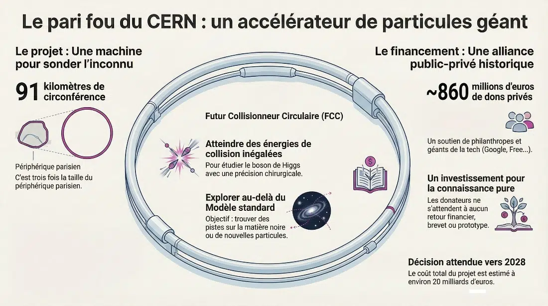 Projet FCC du CERN - infographie (crédit : Media24.fr)