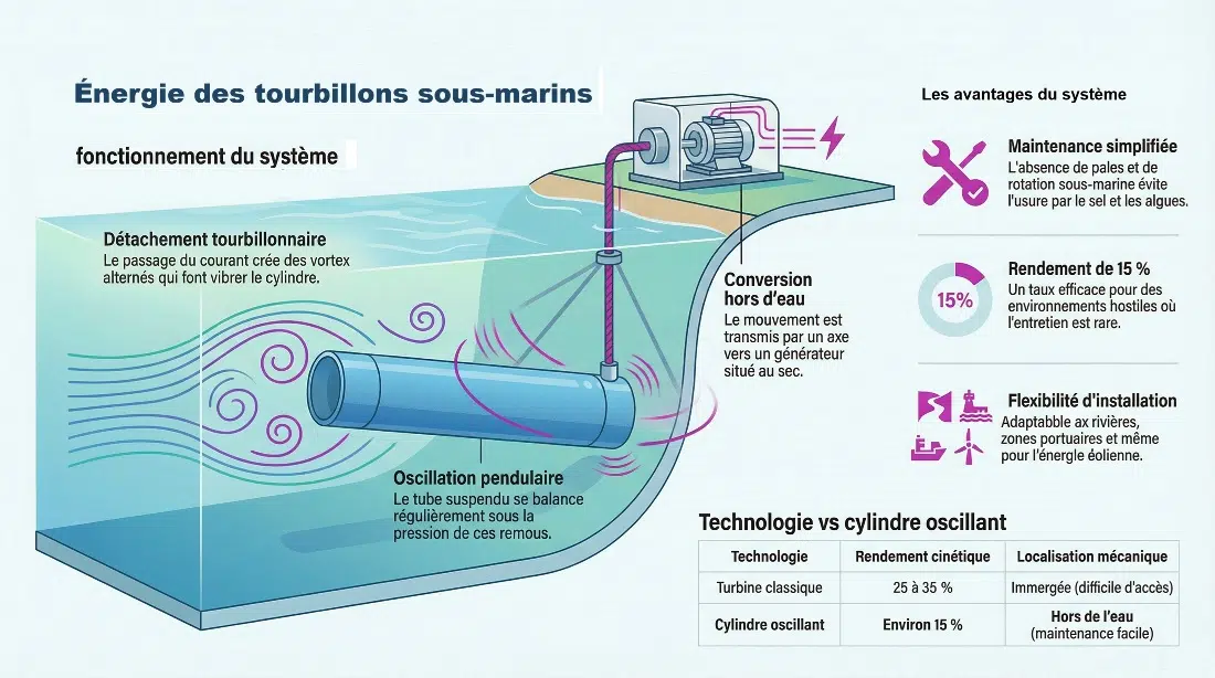 Le « pendule / générateur électrique » équipe de de l’Universitat Rovira i Virgili - infographie (crédit : Media24.fr)