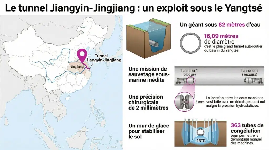 Le tunnel Jiangyin–Jingjiang : un chantier hors-normes sous le fleuve Yangtsé - infographie