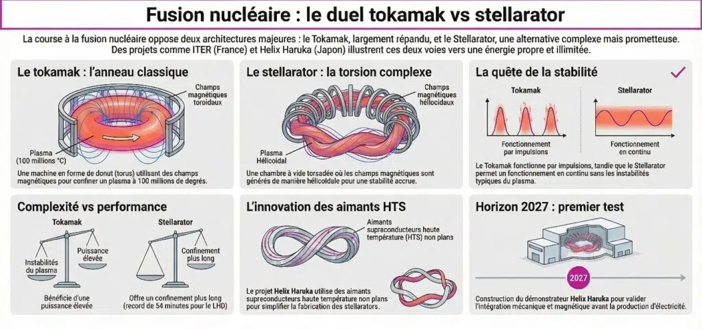 Tokamak contre stellarator - infographie