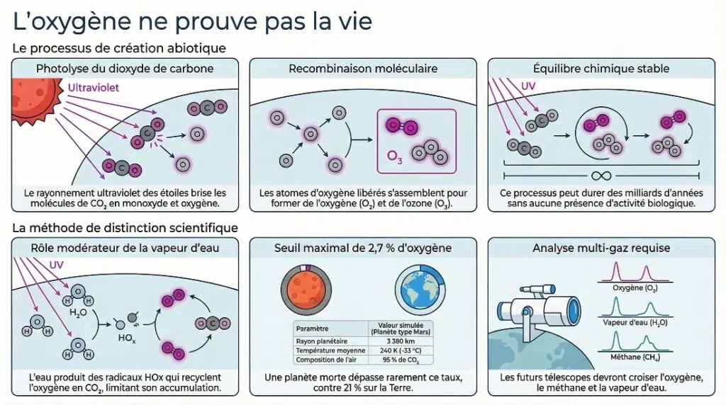 Comprendre pourquoi la présence d'oxygène ne prouve pas la vie sur une exoplanète en un coup d'oeil