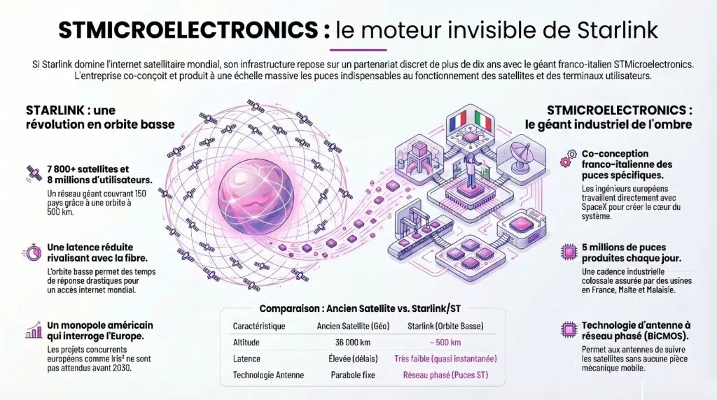 Le partenariat oublié entre SpaceX et STMicroelectronics pour Starlink en un coup d'oeil