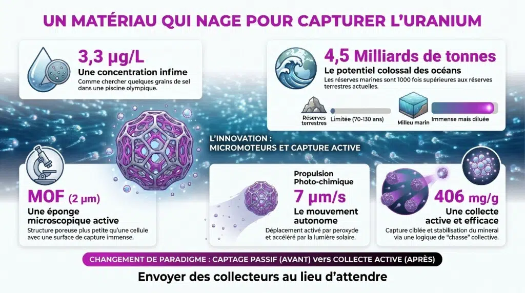 Comprendre la découverte chinoise d'un matériau capable de se déplacer tout seul dans l’eau pour aller chercher les ions d’uranium