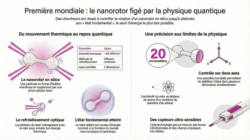 Comprendre la première mondiale du nanorotor figé dans état quantique fondamental en un coup d'oeil