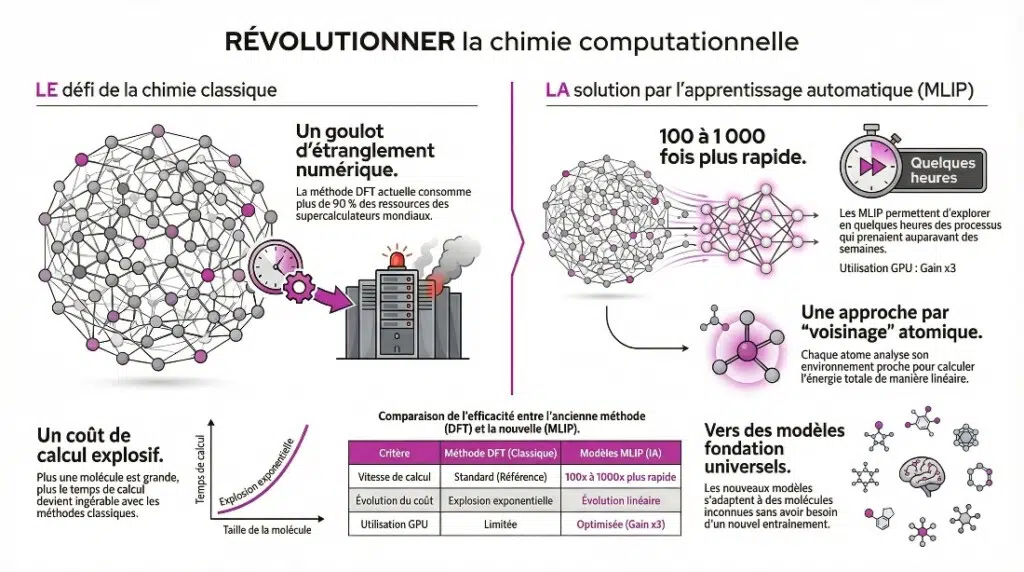 Comprendre les potentiels interatomiques d’apprentissage automatique (MLIPs) en un coup d'oeil