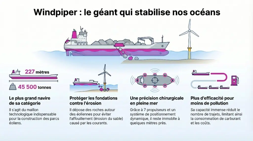 Le hollandais Windpiper est désormais le plus grand navire d’installation de roches sous-marines du monde