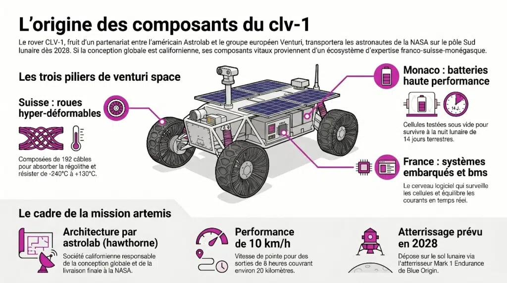 Origine des composants du rover CLV-1
