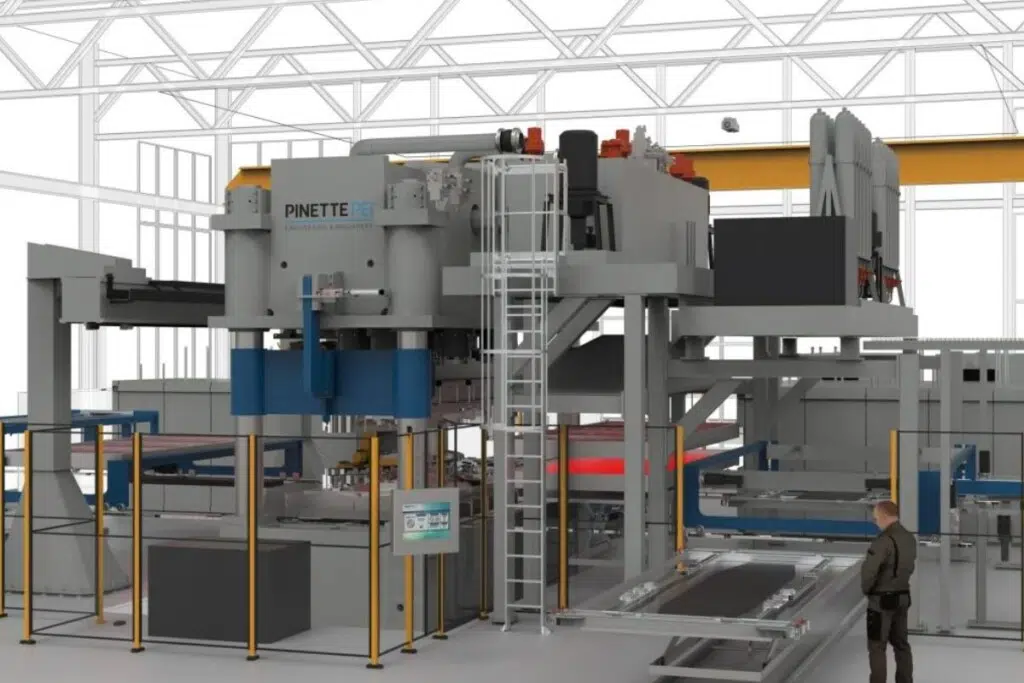 La Large Scale Stamping Press de Pinette PEI est la plus grande presse thermoplastique au monde pour le formage par estampage.