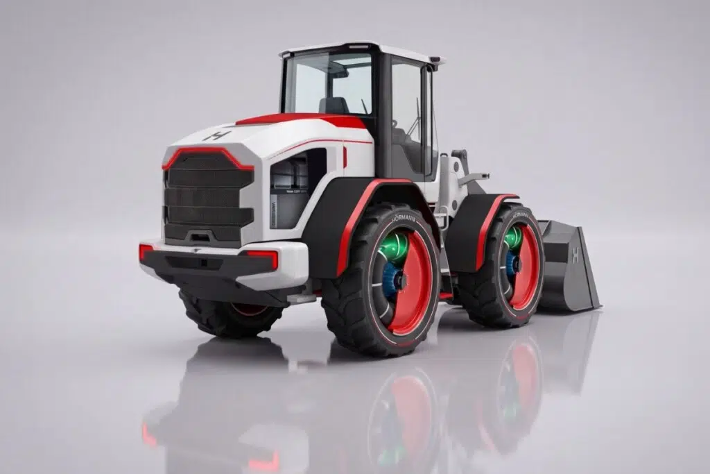 Le projet HyWheelTank vuet intégrer des réservoir d'hydrogène en forme d'anneaux dans les roues d'une chargeuse sur pneus de 24 tonnes - crédit : HÖRMANN Vehicle Engineering