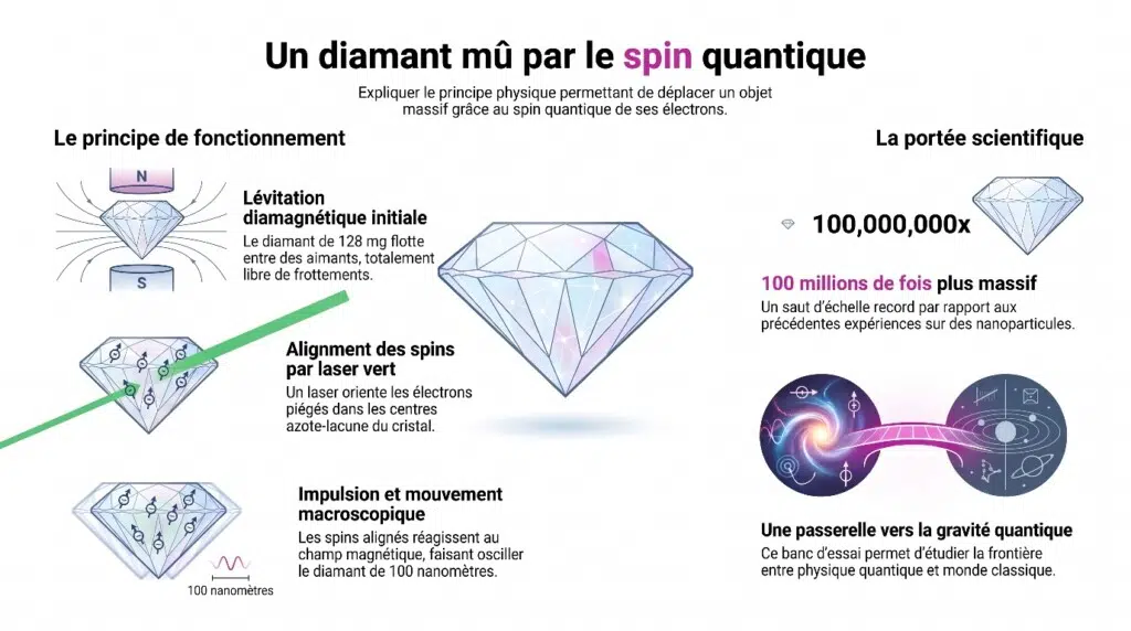 En résumé sur le Diamant mû par spin quantique