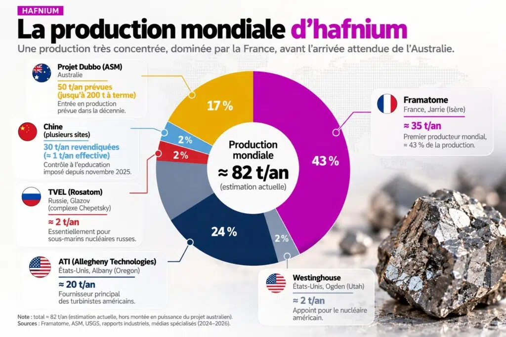 Production mondiale d'hafnium