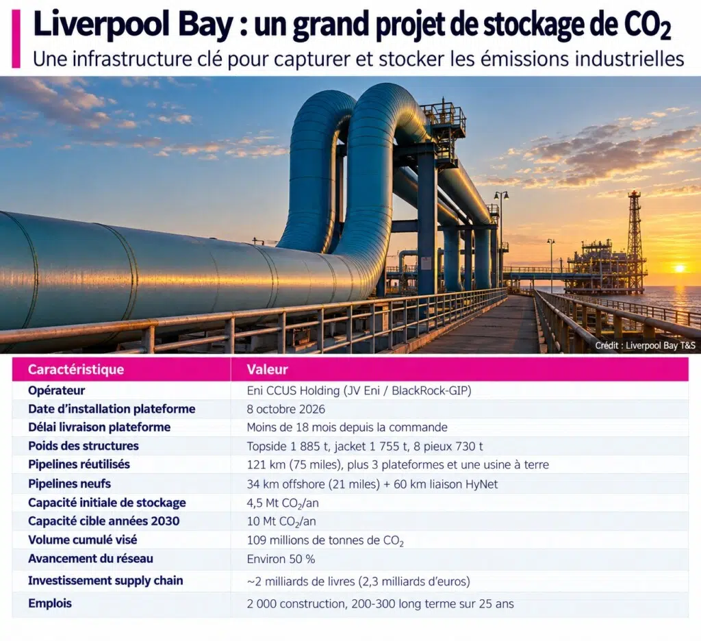 Zoom technique : la plateforme Douglas et le réseau Liverpool Bay CCS