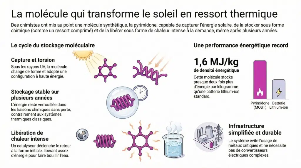 Stockage d'énergie par la pyrimidone - infographie