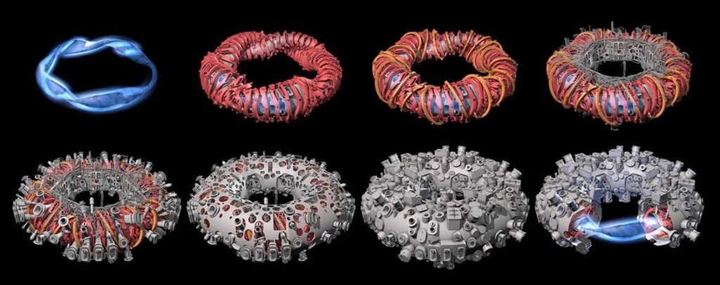 Les stellarators trouvent leur origine dans un dispositif encore très rudimentaire : le « modèle A » imaginé par Lyman Spitzer, construit en 1952 à l’université de Princeton University, avec sa célèbre forme en huit destinée à mieux confiner le plasma.