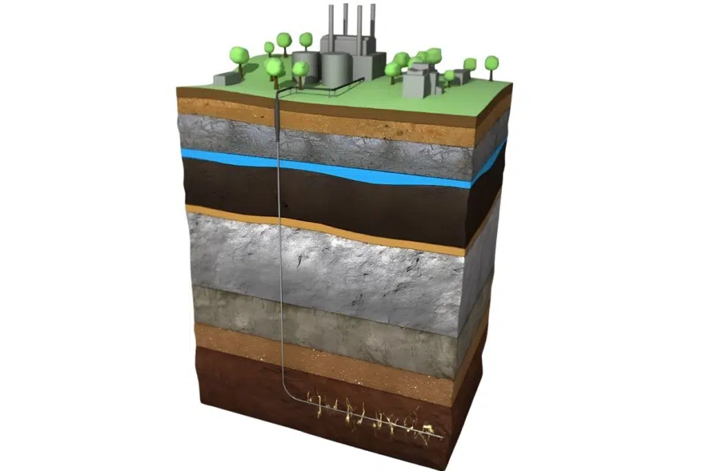 La récupération primaire par fracturation (comme illustré ci-dessus) ne permet généralement d'extraire qu'un faible pourcentage des hydrocarbures en place. Les chercheurs du NETL développent la résonance magnétique nucléaire afin d'accroître les taux de récupération dans ces formations non conventionnelles.